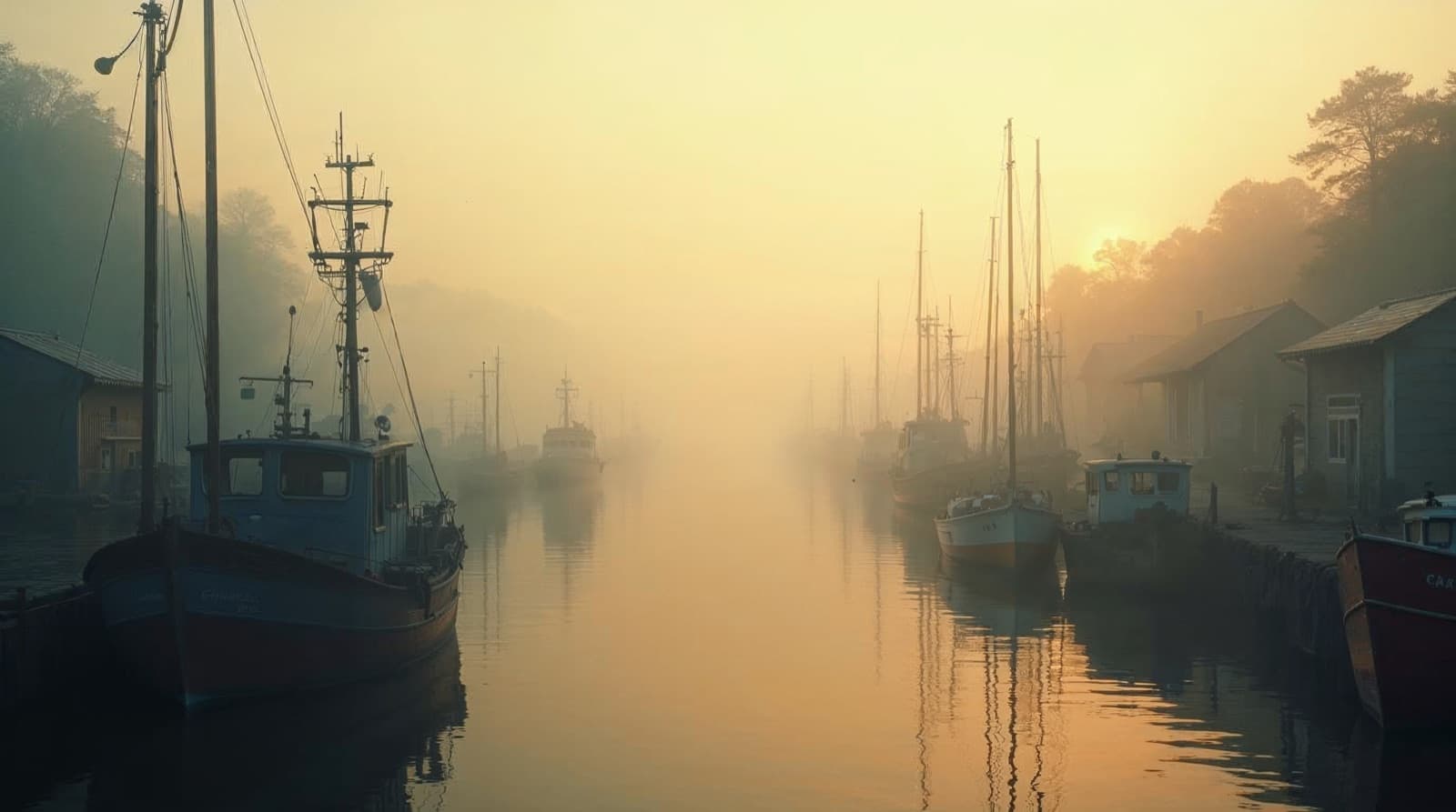 Fishing harbor at dawn